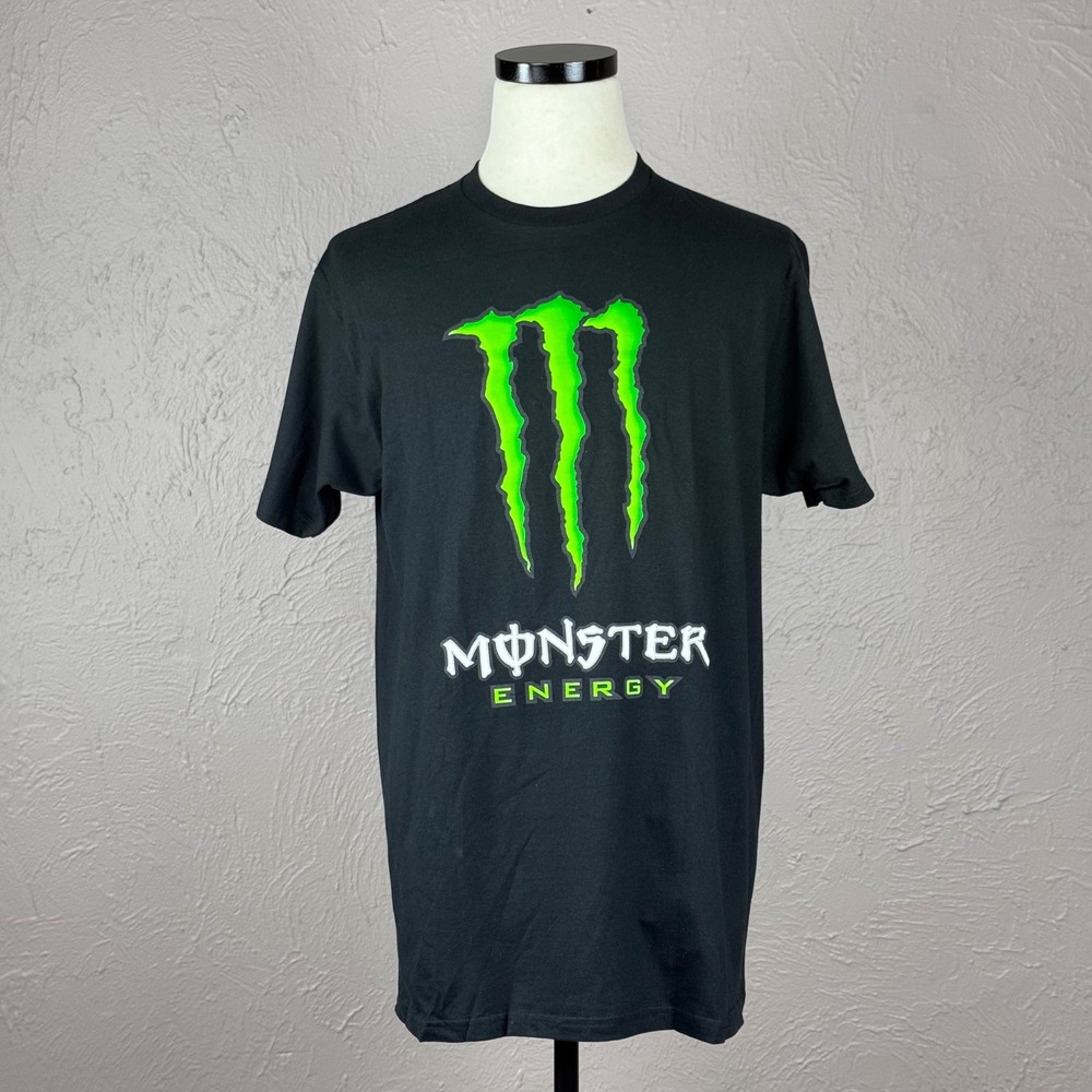 Monster Engery Drink Black Tshirt Large Crew Neck Gamer Gaming Advertisement
